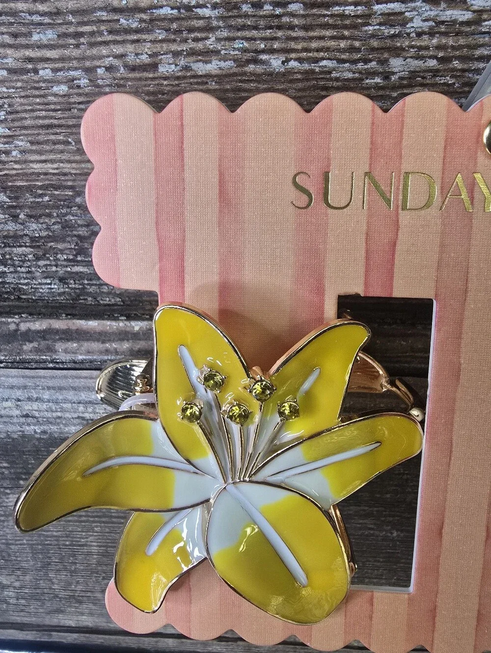 Sunday State Metal Lily Flower Hair Clips Pink Yellow Set of 2,  NWT